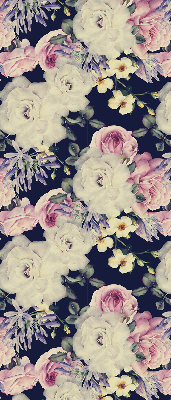 Fabric roller blind for window roses pattern
