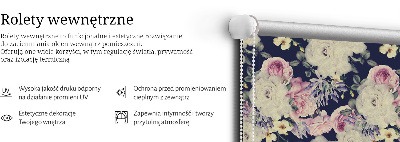 Fabric roller blind for window Roses