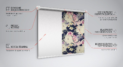 Fabric roller blind for window Roses