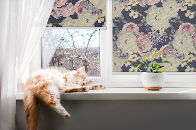 Fabric roller blind for window Roses