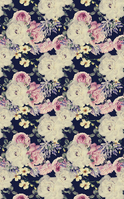 Fabric roller blind for window roses pattern