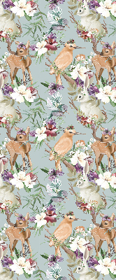 Blackout roller blind for window Roe deer birds and rabbits
