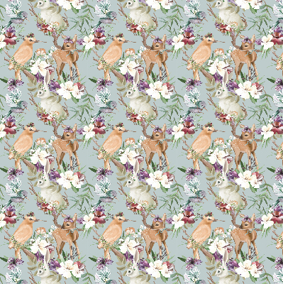 Blackout roller blind for window Roe deer birds and rabbits