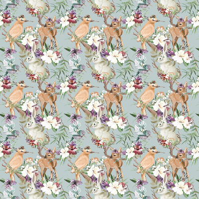 Blackout roller blind for window Roe deer birds and rabbits