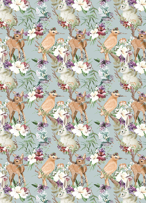 Blackout roller blind for window Roe deer birds and rabbits