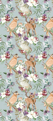 Blackout roller blind for window Roe deer birds and rabbits