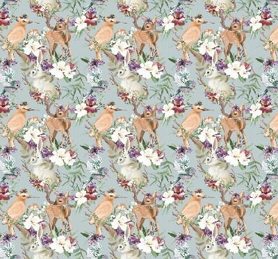 Blackout roller blind for window Roe deer birds and rabbits