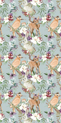 Blackout roller blind for window Roe deer birds and rabbits