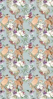 Blackout roller blind for window Roe deer birds and rabbits