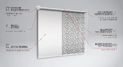 Fabric window roller blind with feathers pattern