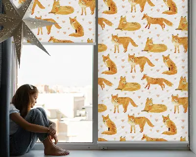 Blackout roller blind with foxes print