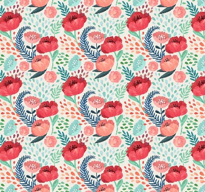 Fabric roller blind for window poppy pattern