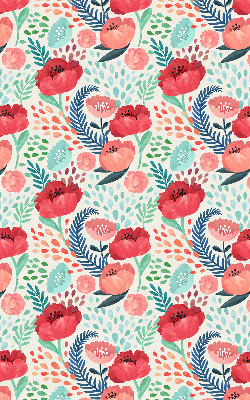 Fabric roller blind for window poppy pattern