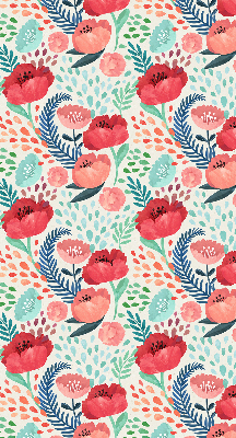 Fabric roller blind for window poppy pattern