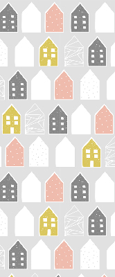 Fabric roller blind for window Drawn houses