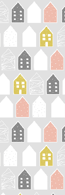 Fabric roller blind for window Drawn houses