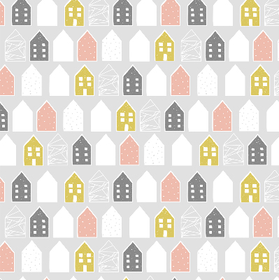 Fabric roller blind for window Drawn houses