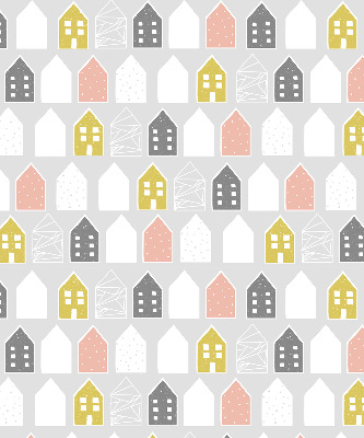 Fabric roller blind for window Drawn houses
