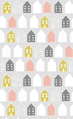 Fabric roller blind for window Drawn houses