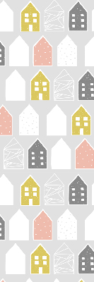 Fabric roller blind for window Drawn houses