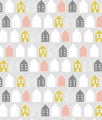 Fabric roller blind for window Drawn houses