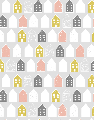 Fabric roller blind for window Drawn houses