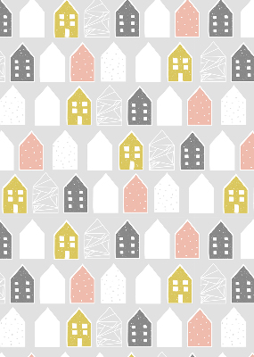 Fabric roller blind for window Drawn houses