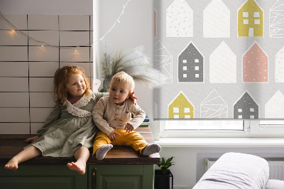 Fabric roller blind for window Drawn houses