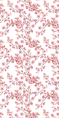 Blackout roller blind Pink petals of buds on the tree
