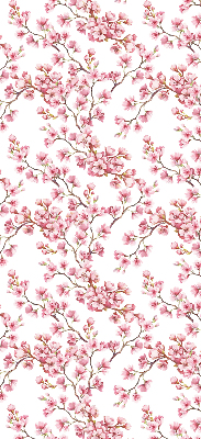 Blackout roller blind Pink petals of buds on the tree