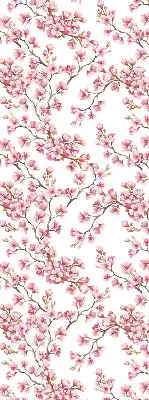 Blackout roller blind with pink tree buds print