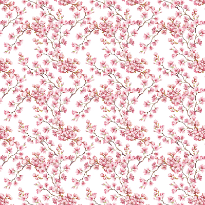 Blackout roller blind Pink petals of buds on the tree