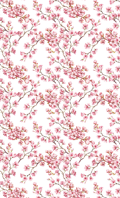Blackout roller blind with pink tree buds print