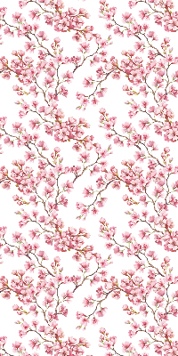 Blackout roller blind with pink tree buds print