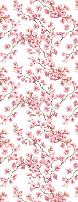Blackout roller blind Pink petals of buds on the tree