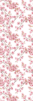 Blackout roller blind Pink petals of buds on the tree
