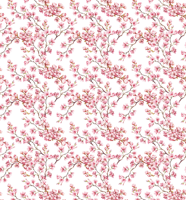 Blackout roller blind Pink petals of buds on the tree