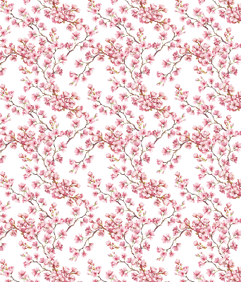 Blackout roller blind Pink petals of buds on the tree