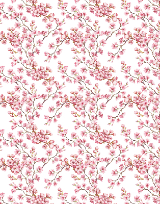 Blackout roller blind Pink petals of buds on the tree