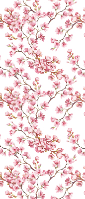 Blackout roller blind Pink petals of buds on the tree