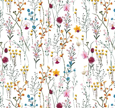 Blackout roller blind with colorful flowers pattern