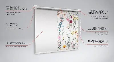 Blackout roller blind with colorful flowers pattern