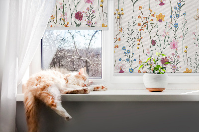 Blackout roller blind for window Colorful flowers
