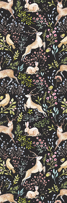 Fabric roller blind for window Roe deer birds and rabbits