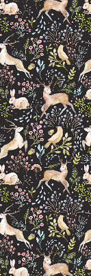 Fabric roller blind for window Roe deer birds and rabbits