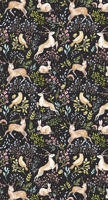Fabric roller blind for window Roe deer birds and rabbits