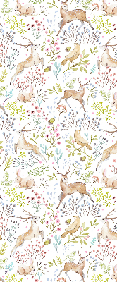 Blackout roller blind Roe deer birds and rabbits
