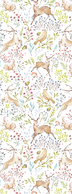 Blackout roller blind Roe deer birds and rabbits