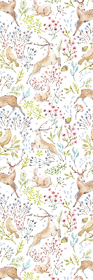 Blackout roller blind Roe deer birds and rabbits