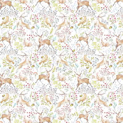 Blackout roller blind Roe deer birds and rabbits